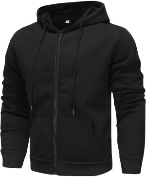 Men's Zip Up Hoodie Shirts Soft Solid Color Coat Light Trendy Long Sleeve Jacket Casual Winter Sweatershirts with Pockets