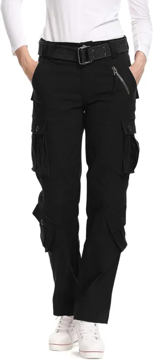 Mesinsefra Women's Cotton Casual Cargo Pants Military Army Tactical Combat Work Trousers with 8 Pockets