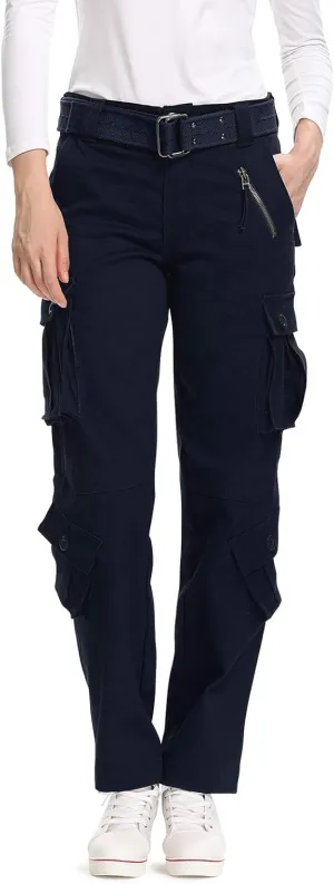 Mesinsefra Women's Cotton Casual Cargo Pants Military Army Tactical Combat Work Trousers with 8 Pockets