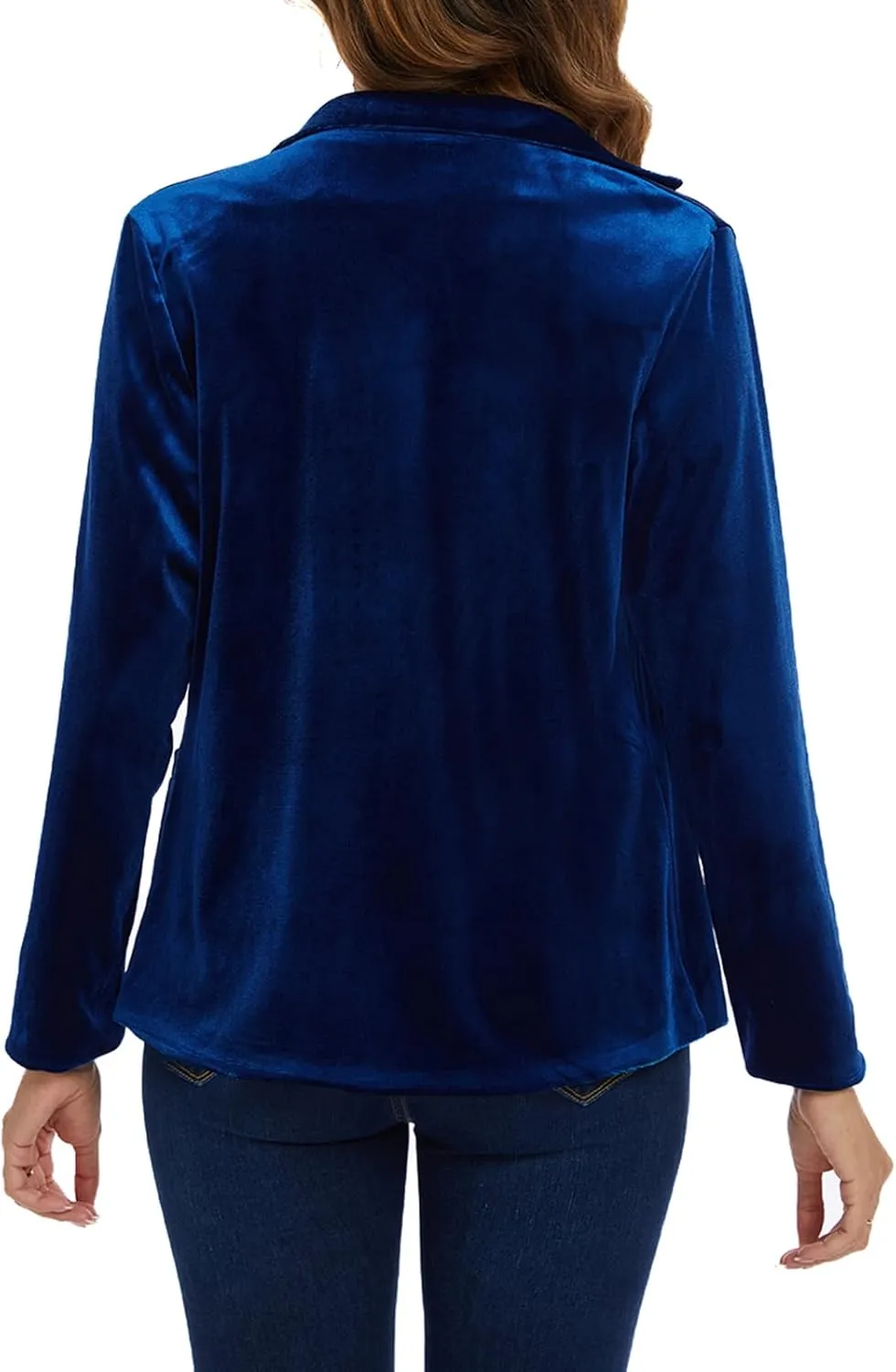 MINTLIMIT Velvet Blazer for Women Casual Work Office Long Sleeve Notched Lapel Button Blazer Jacket with Pockets Outerwear