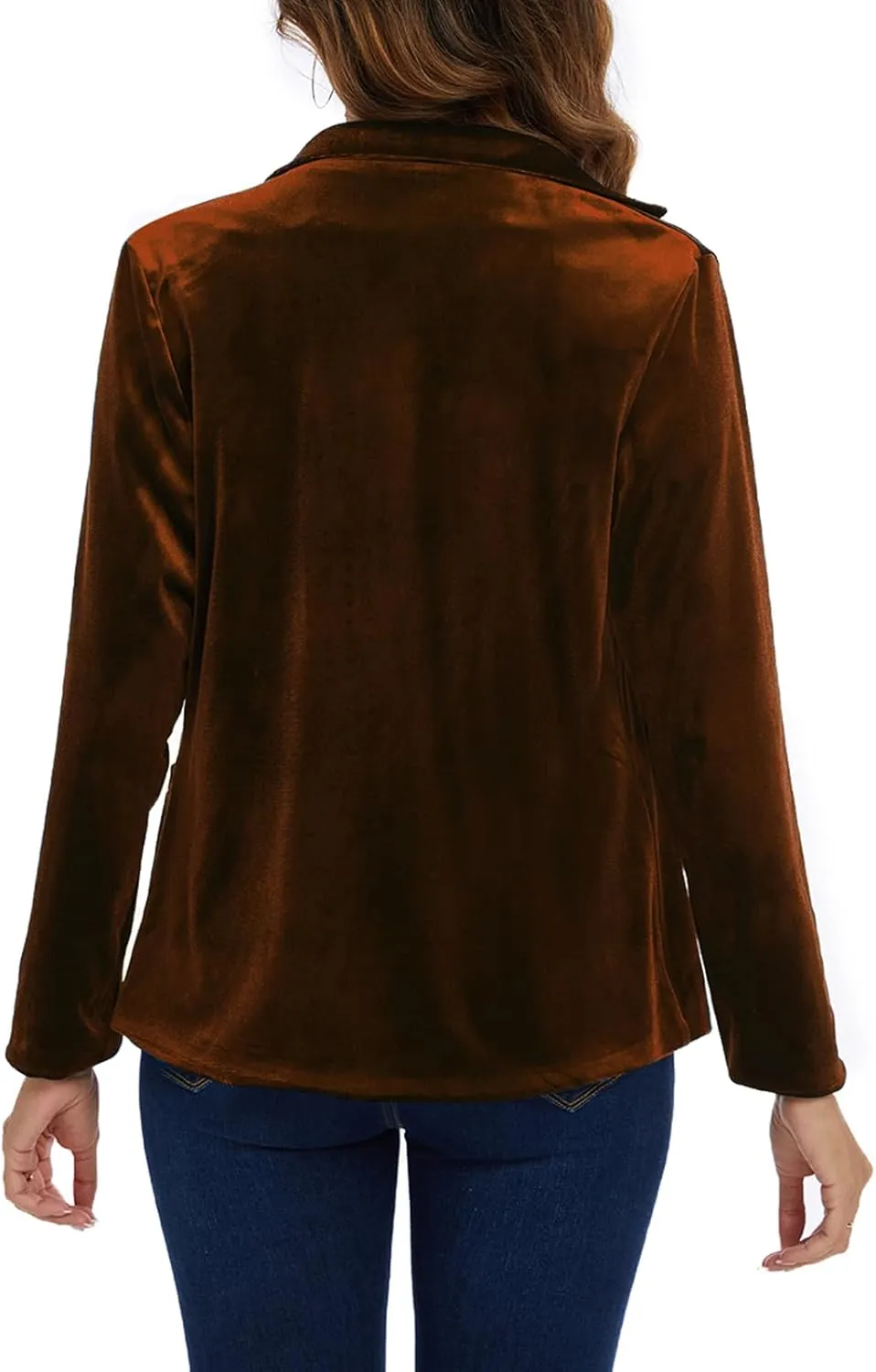 MINTLIMIT Velvet Blazer for Women Casual Work Office Long Sleeve Notched Lapel Button Blazer Jacket with Pockets Outerwear