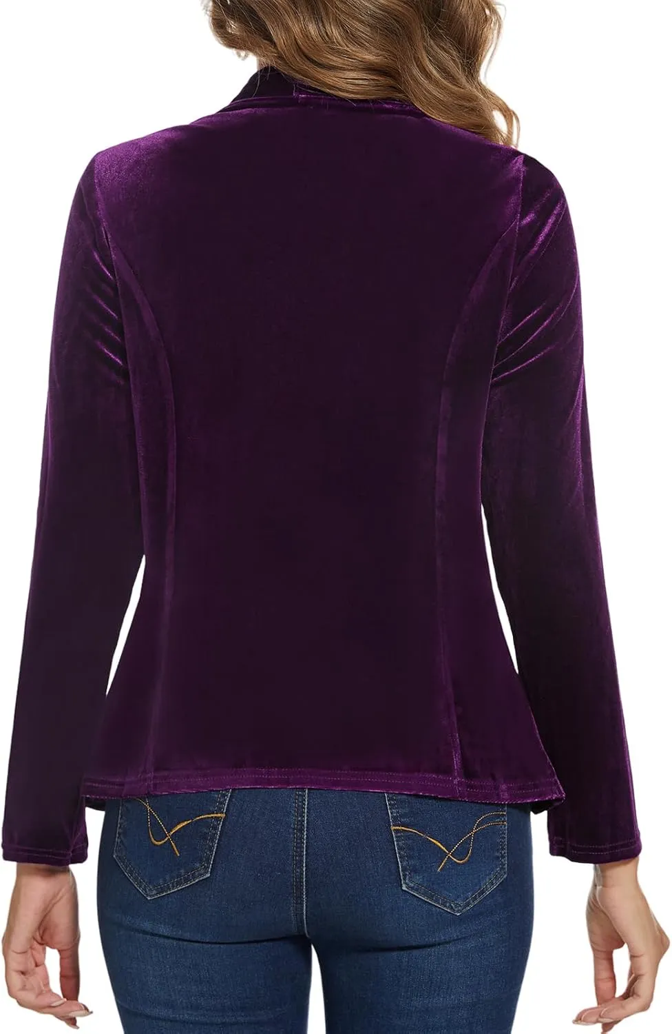MINTLIMIT Velvet Blazers for Women Casual Work Office Long Sleeve Open Front Cardigan Ruffle Suit Jacket Coat Blazer