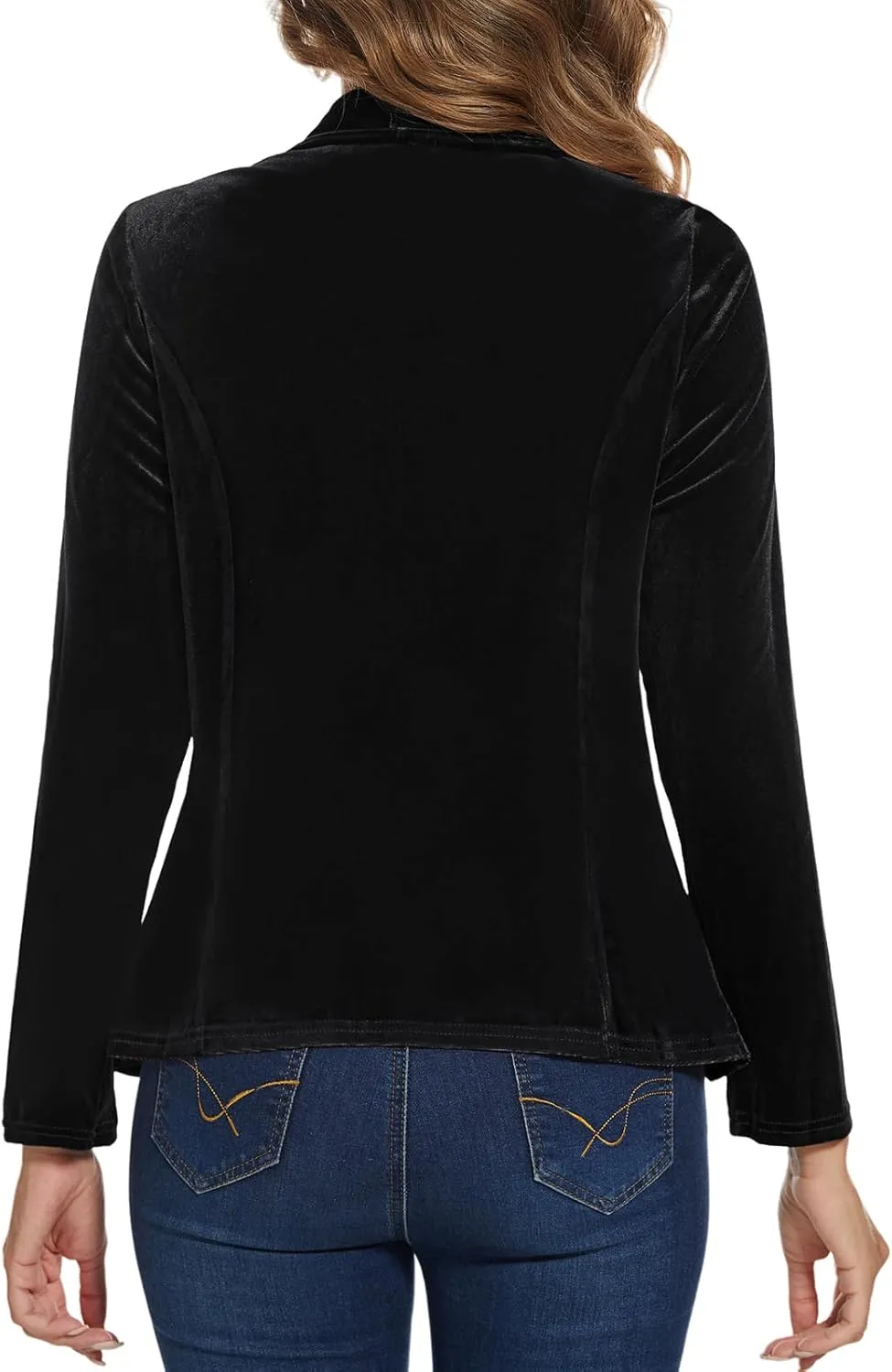 MINTLIMIT Velvet Blazers for Women Casual Work Office Long Sleeve Open Front Cardigan Ruffle Suit Jacket Coat Blazer
