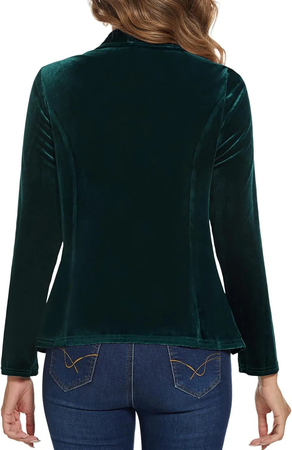 MINTLIMIT Velvet Blazers for Women Casual Work Office Long Sleeve Open Front Cardigan Ruffle Suit Jacket Coat Blazer