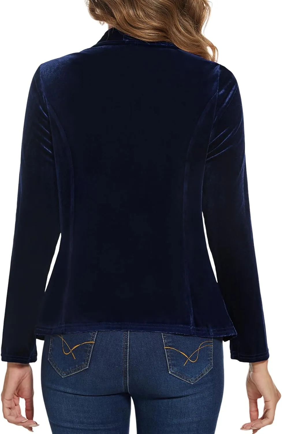 MINTLIMIT Velvet Blazers for Women Casual Work Office Long Sleeve Open Front Cardigan Ruffle Suit Jacket Coat Blazer