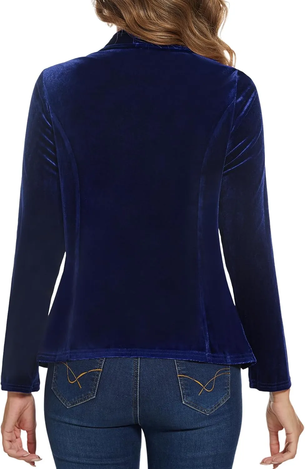 MINTLIMIT Velvet Blazers for Women Casual Work Office Long Sleeve Open Front Cardigan Ruffle Suit Jacket Coat Blazer