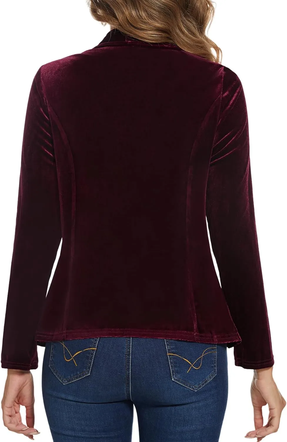 MINTLIMIT Velvet Blazers for Women Casual Work Office Long Sleeve Open Front Cardigan Ruffle Suit Jacket Coat Blazer