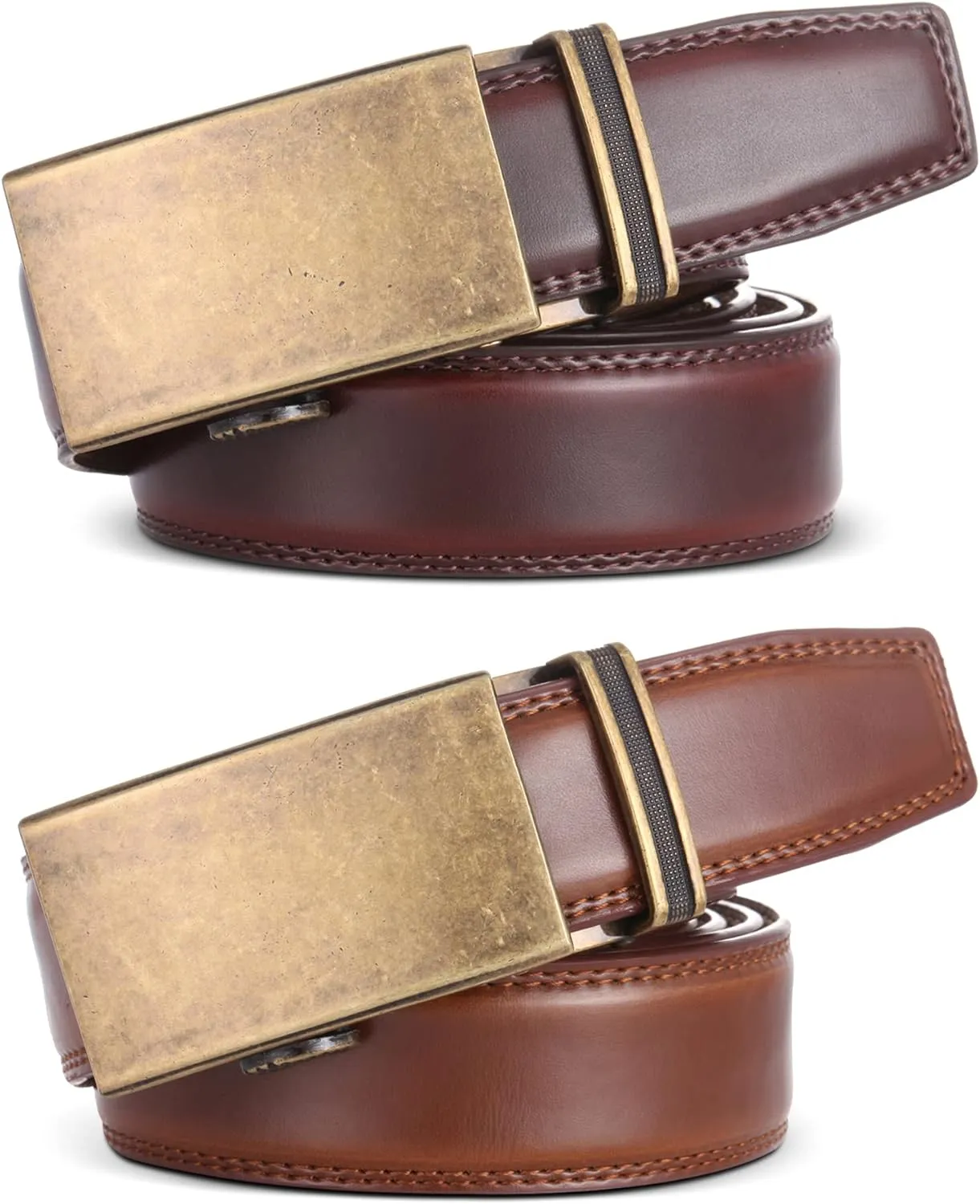 Mio Marino Mens Belt - Simple Adjustable Linxx Buckle with Genuine Leather - Modern Dress Ratchet Belts for Men - 2 Pack