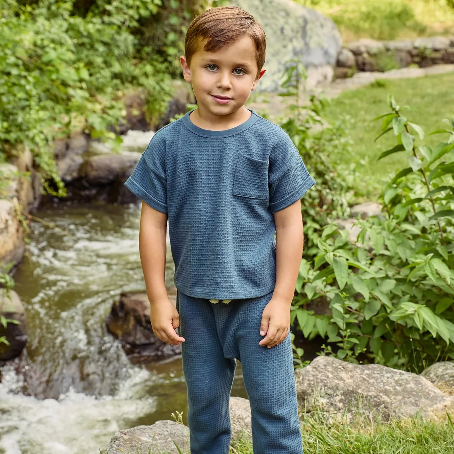 Modern Moments by Gerber Boys' Baby and Toddler Honey Comb Sweater Knit Top and Pant Set