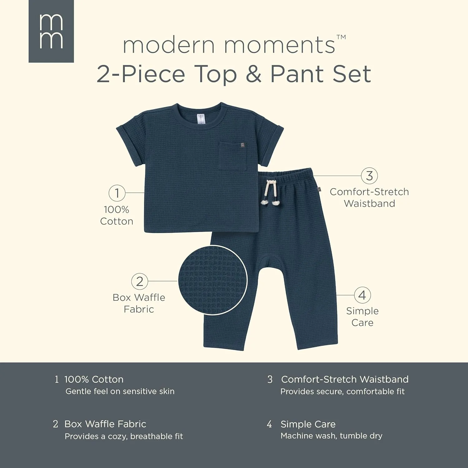 Modern Moments by Gerber Boys' Baby and Toddler Honey Comb Sweater Knit Top and Pant Set