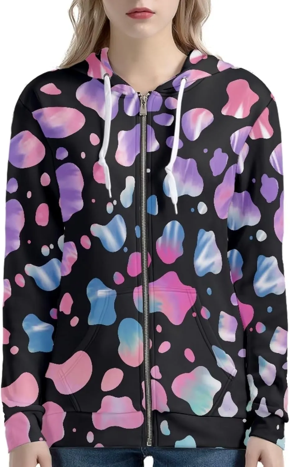 Modysero Regular Womens Zip Up Hoodies with Pocket Comfy Soft Fall Winter Plus Size Hooded Sweatshirt Ladies Sport Coat