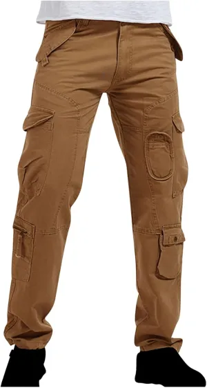 Muscularfit Baggy Sweatpants for Men 2023 Multi Pockets Buckle Zipper Cotton Cargo Pants Causal Loose Joggers Athletic Pants