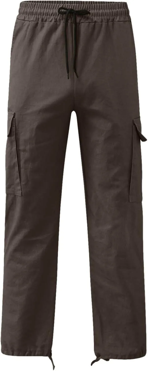 Muscularfit Men Cargo Pants with Pockets Joggers Casual Drawstring Straight Sweatpants Running Loose Joggers Athletic Trouser