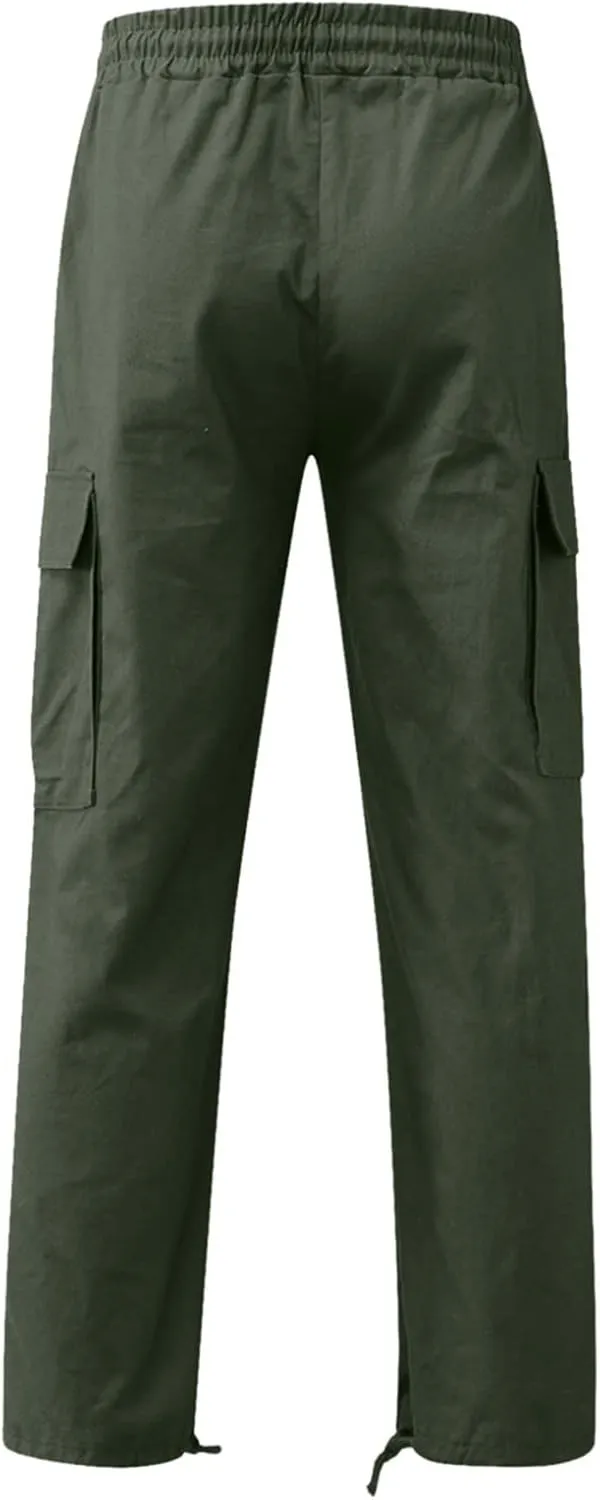 Muscularfit Men Cargo Pants with Pockets Joggers Casual Drawstring Straight Sweatpants Running Loose Joggers Athletic Trouser