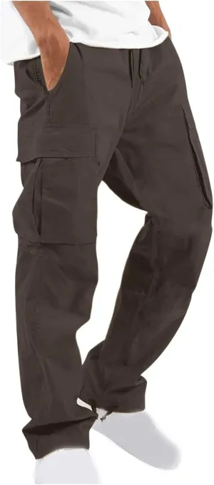 Muscularfit Men Cargo Pants with Pockets Joggers Casual Drawstring Straight Sweatpants Running Loose Joggers Athletic Trouser