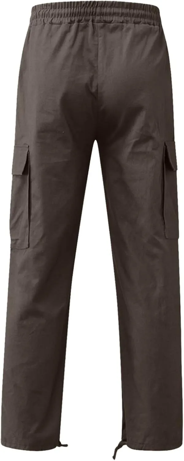 Muscularfit Men Cargo Pants with Pockets Joggers Casual Drawstring Straight Sweatpants Running Loose Joggers Athletic Trouser