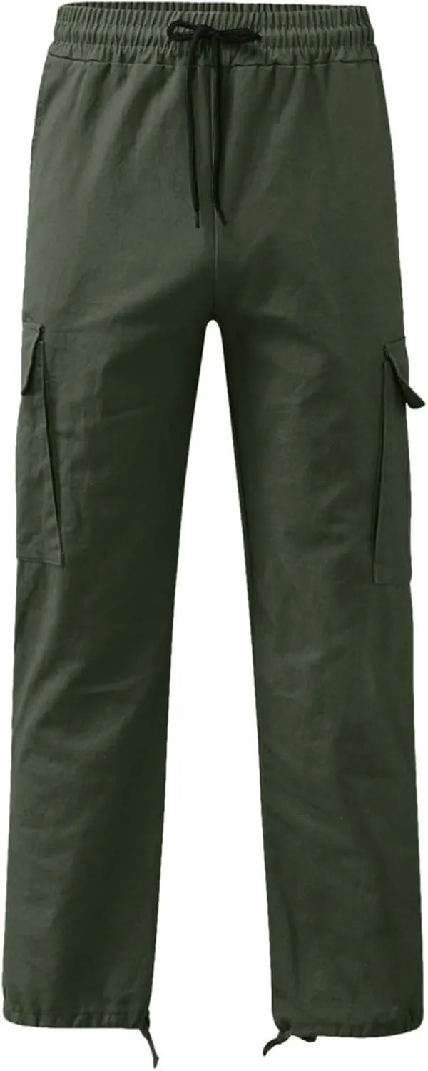 Muscularfit Men Cargo Pants with Pockets Joggers Casual Drawstring Straight Sweatpants Running Loose Joggers Athletic Trouser