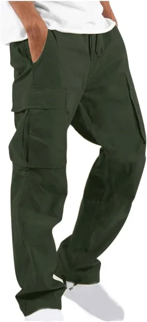 Muscularfit Men Cargo Pants with Pockets Joggers Casual Drawstring Straight Sweatpants Running Loose Joggers Athletic Trouser