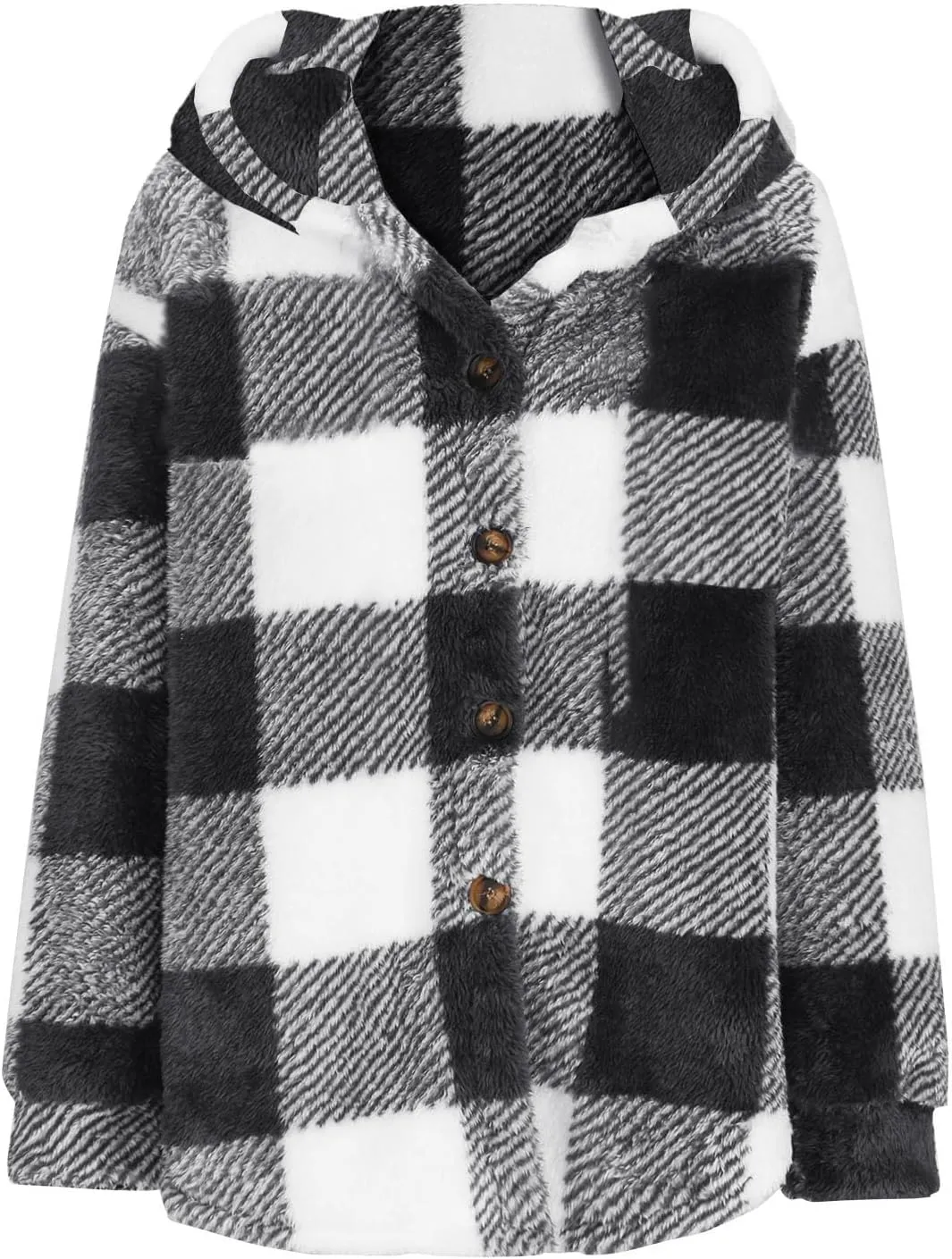 NATHGAM Men's Fleece Hooded Jacket Plaid Fuzzy Sherpa Thicken Winter Coat Fashion Plush Warm Cozy Casual Comfort Sweatshirt