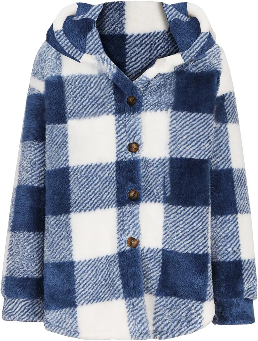 NATHGAM Men's Fleece Hooded Jacket Plaid Fuzzy Sherpa Thicken Winter Coat Fashion Plush Warm Cozy Casual Comfort Sweatshirt