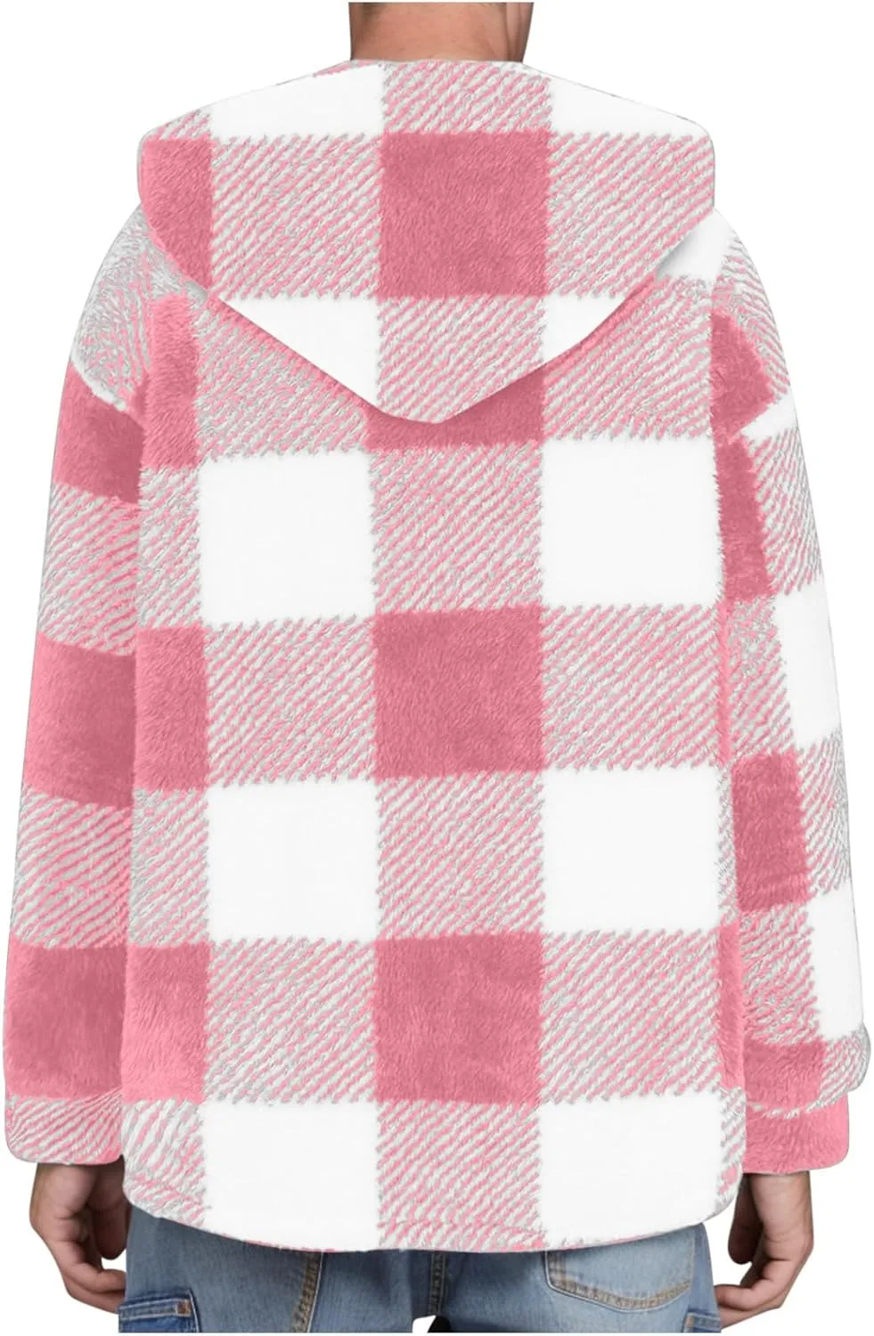 NATHGAM Men's Fleece Hooded Jacket Plaid Fuzzy Sherpa Thicken Winter Coat Fashion Plush Warm Cozy Casual Comfort Sweatshirt