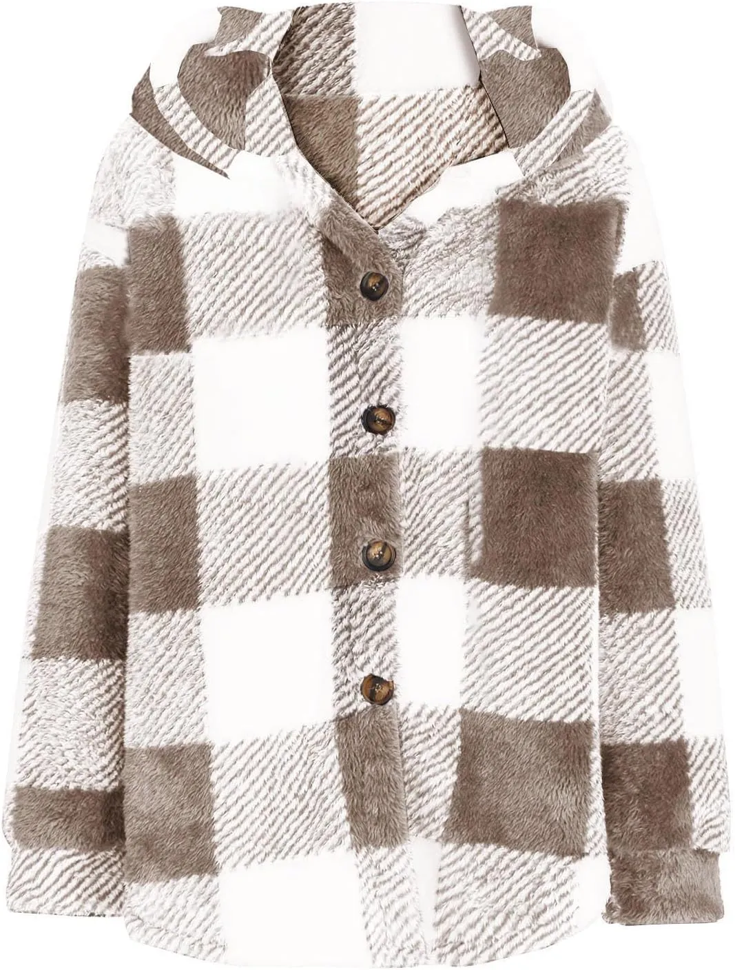 NATHGAM Men's Fleece Hooded Jacket Plaid Fuzzy Sherpa Thicken Winter Coat Fashion Plush Warm Cozy Casual Comfort Sweatshirt
