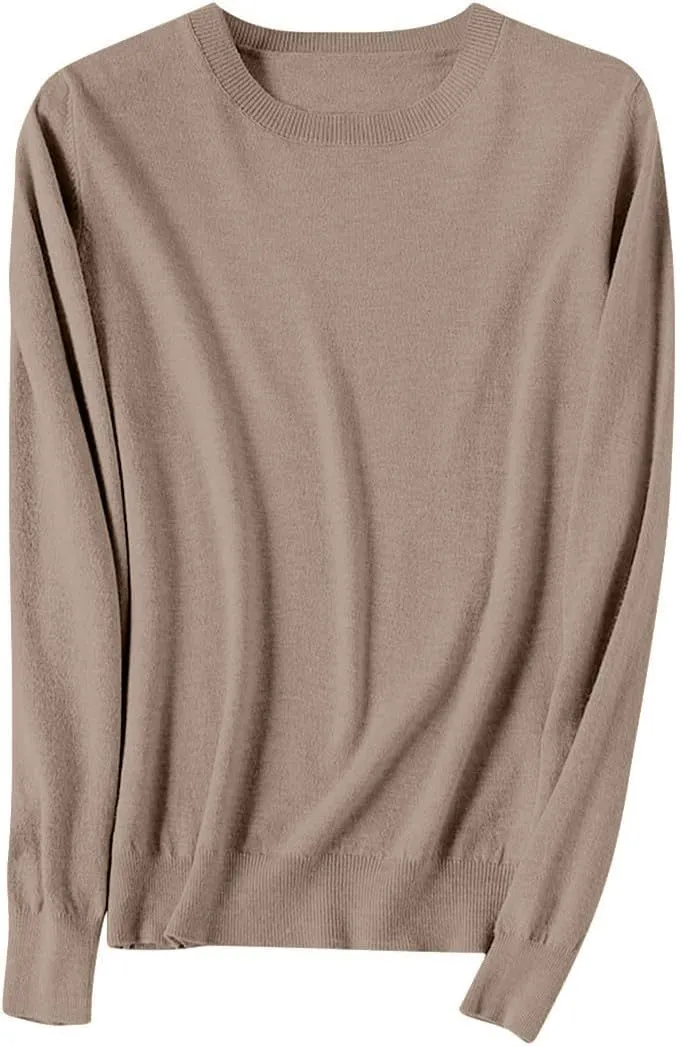 NBXNZWF Cashmere Sweaters for Women 2025 Long Sleeve Crew Neck Soft Warm Cozy Pullover Lightweight Wool Knit Jumpers Sweater