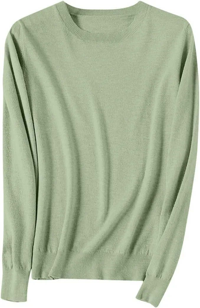 NBXNZWF Cashmere Sweaters for Women 2025 Long Sleeve Crew Neck Soft Warm Cozy Pullover Lightweight Wool Knit Jumpers Sweater