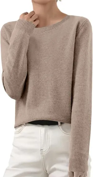 NBXNZWF Cashmere Sweaters for Women 2025 Long Sleeve Crew Neck Soft Warm Cozy Pullover Lightweight Wool Knit Jumpers Sweater