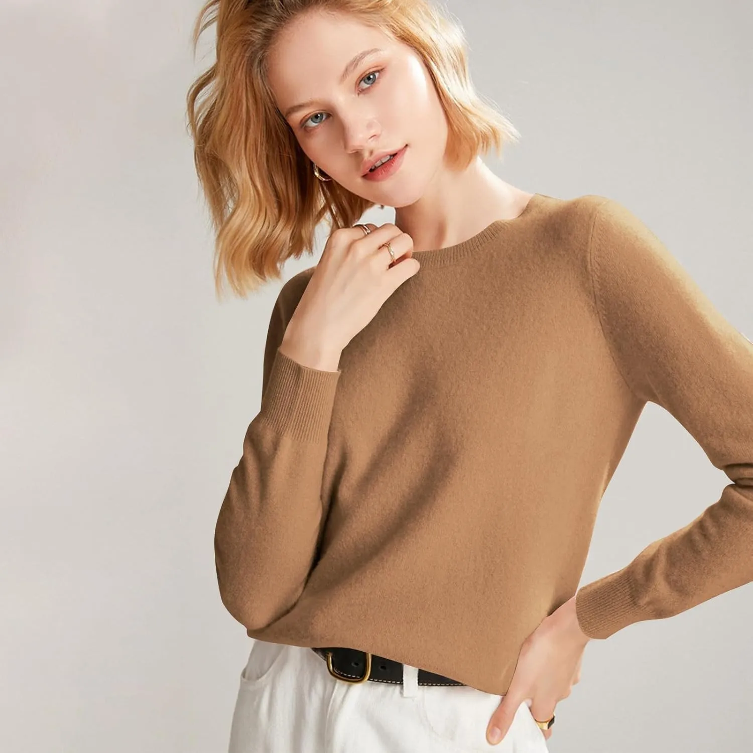 NBXNZWF Womens Pullover Sweaters Long Sleeve Crewneck Lightweight Tunic Tops Cashmere Soft Cozy Woolen Knitted Sweaters