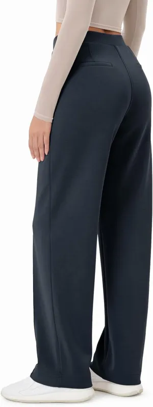 ODODOS Women's Modal Soft Classic Pants Mid Rise Pull-On Lounge Casual Work Pants with Pockets