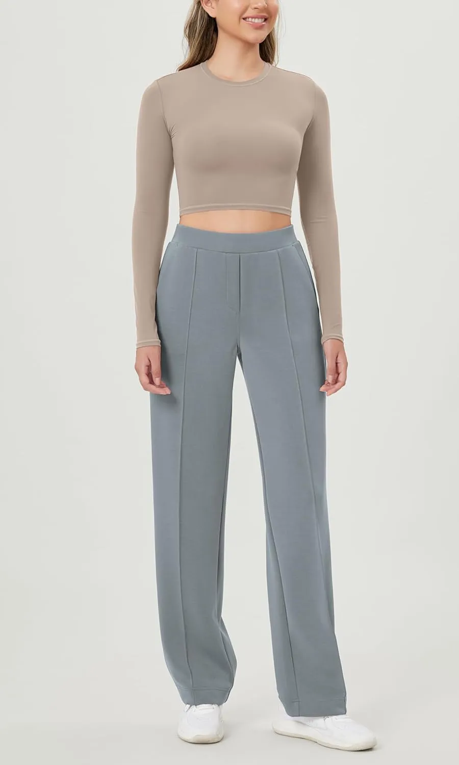 ODODOS Women's Modal Soft Classic Pants Mid Rise Pull-On Lounge Casual Work Pants with Pockets