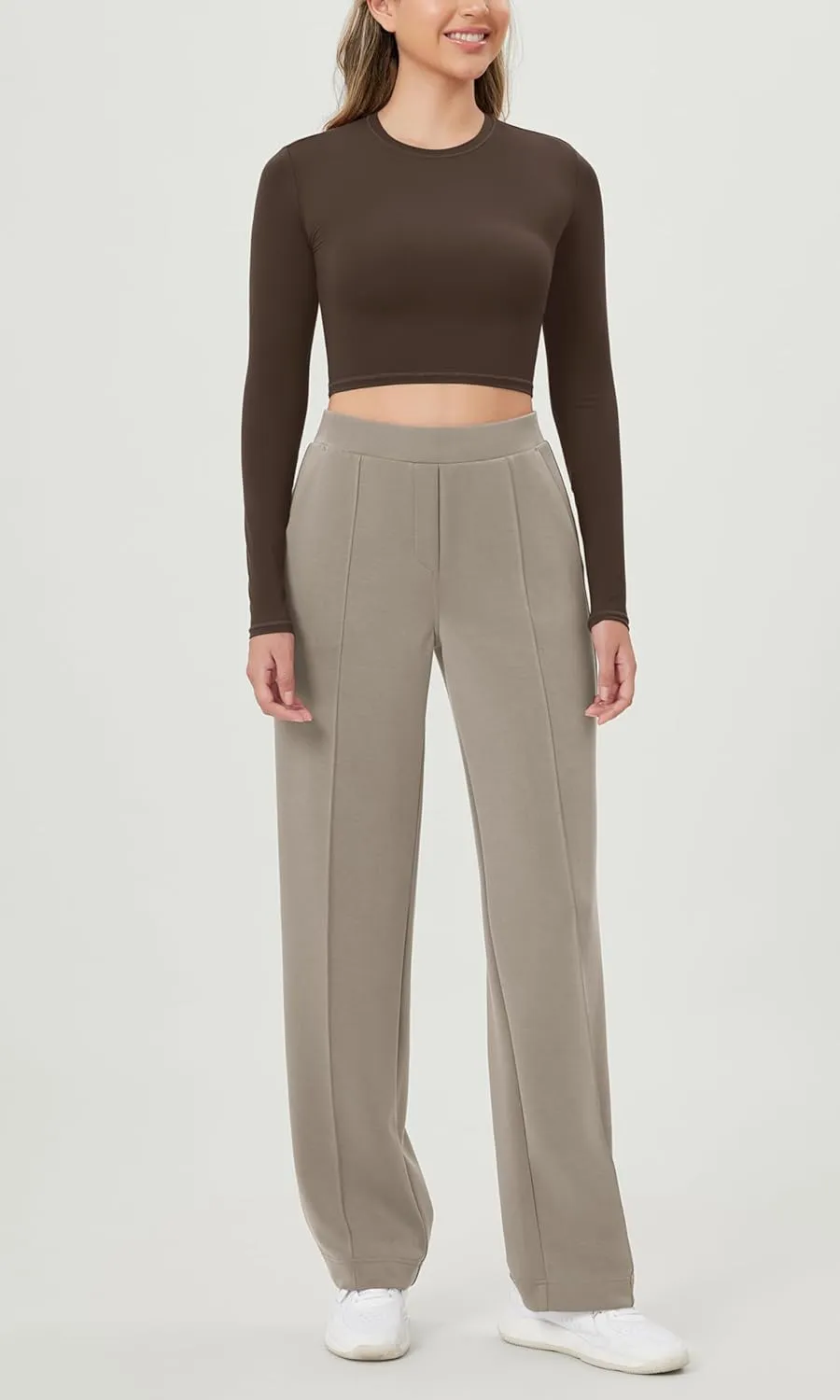 ODODOS Women's Modal Soft Classic Pants Mid Rise Pull-On Lounge Casual Work Pants with Pockets