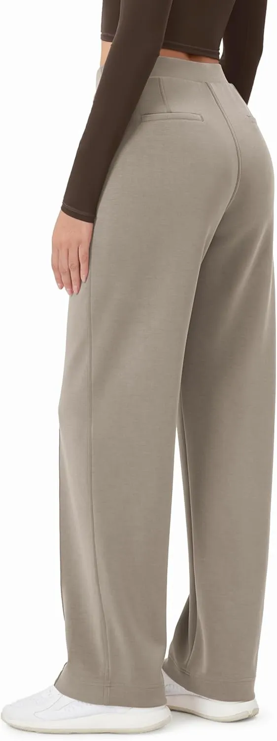 ODODOS Women's Modal Soft Classic Pants Mid Rise Pull-On Lounge Casual Work Pants with Pockets