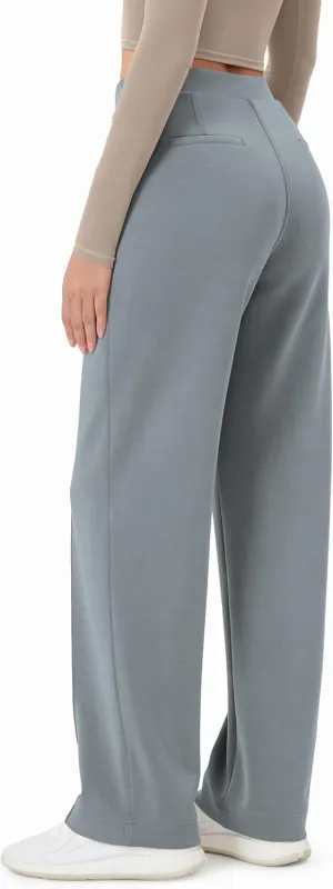 ODODOS Women's Modal Soft Classic Pants Mid Rise Pull-On Lounge Casual Work Pants with Pockets