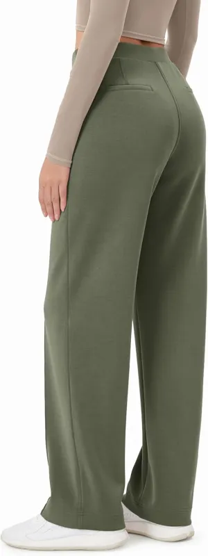 ODODOS Women's Modal Soft Classic Pants Mid Rise Pull-On Lounge Casual Work Pants with Pockets