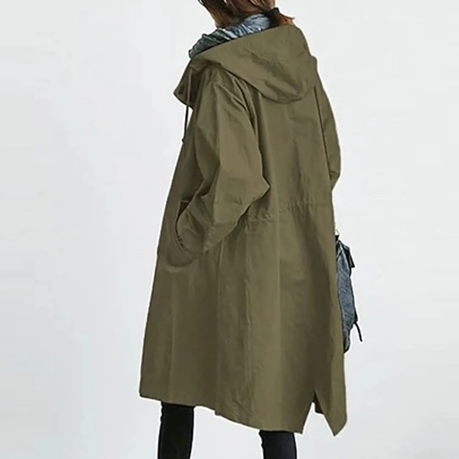 OIOLOYJM Black Trench Coat for Women 2023 Rain Jacket Winter Hooded Oversized Elegant Windbreaker Fall Long Coats for Women