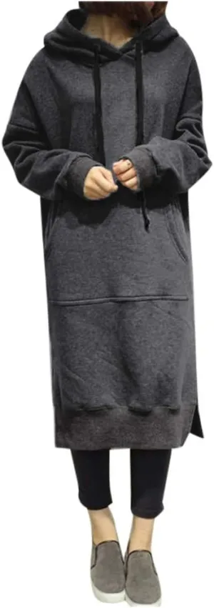 Oversized Hoodie Dress Women Long Sweatshirt Hooded Dress with Pockets Oversized Casual Pullover