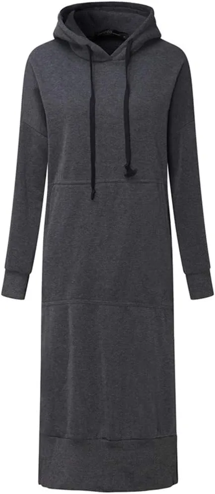 Oversized Hoodie Dress Women Long Sweatshirt Hooded Dress with Pockets Oversized Casual Pullover