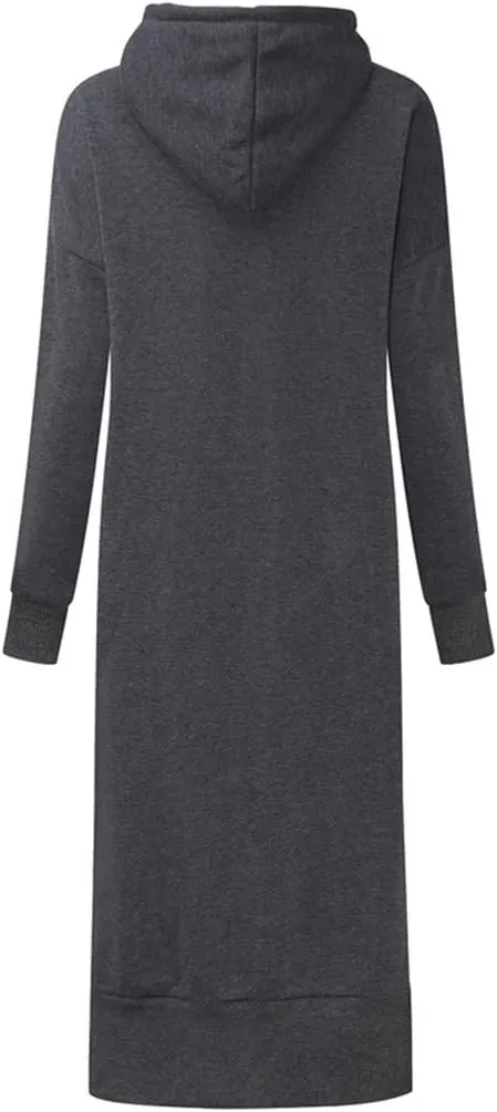 Oversized Hoodie Dress Women Long Sweatshirt Hooded Dress with Pockets Oversized Casual Pullover