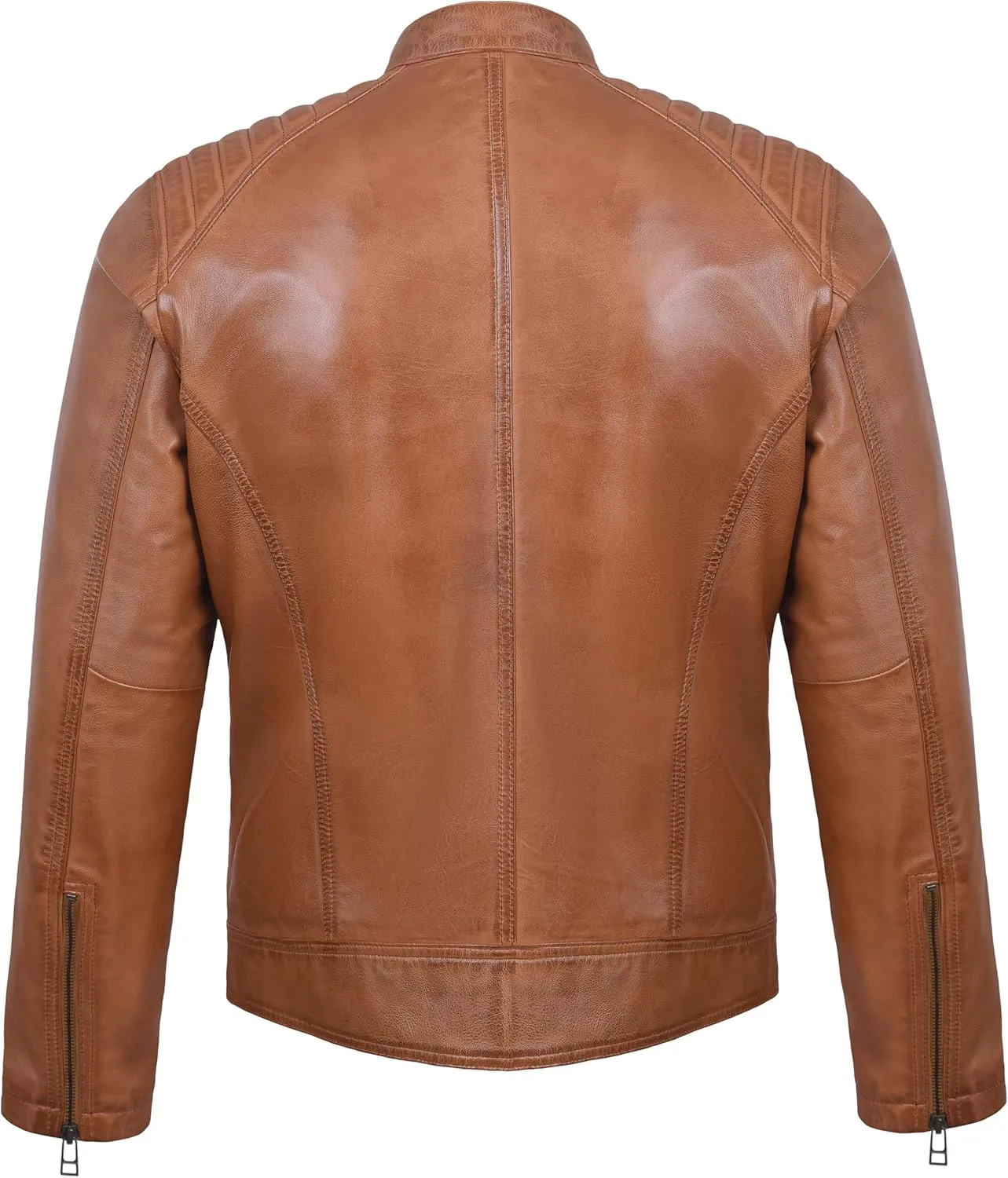 Premium Soft Lambskin Leather Men's Motorcycle Jacket - Vintage Cafe Racer with a Modern Twist