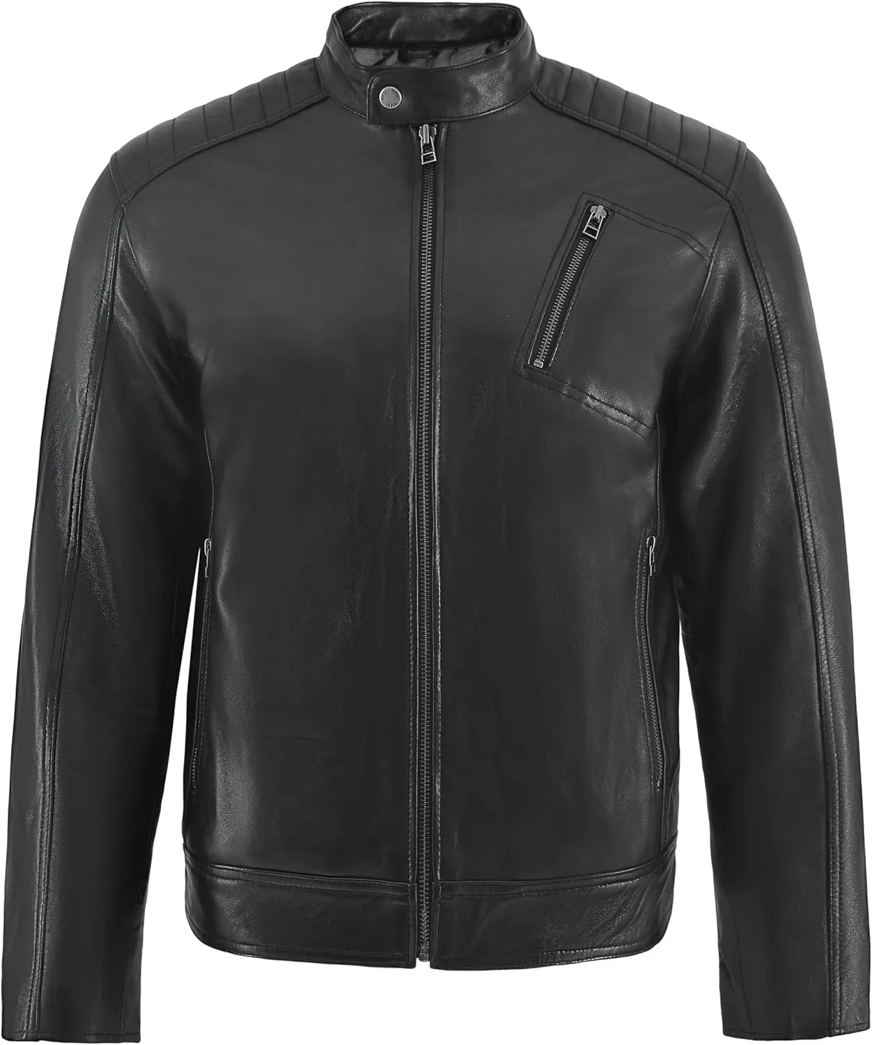 Premium Soft Lambskin Leather Men's Motorcycle Jacket - Vintage Cafe Racer with a Modern Twist