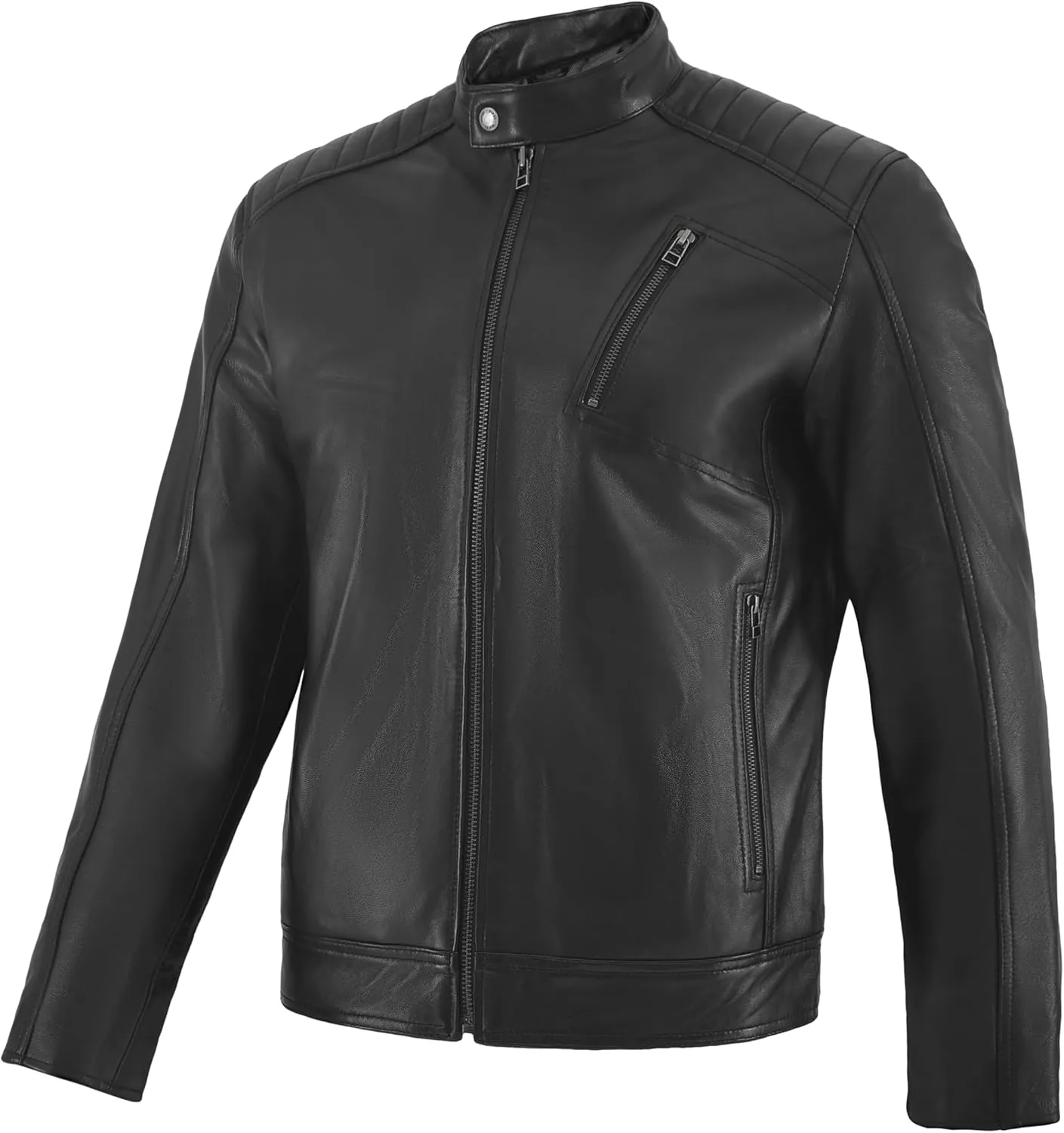 Premium Soft Lambskin Leather Men's Motorcycle Jacket - Vintage Cafe Racer with a Modern Twist