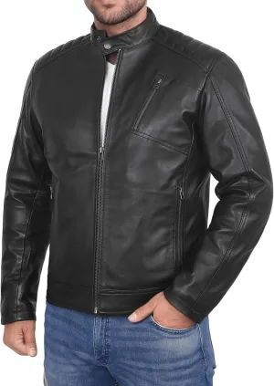 Premium Soft Lambskin Leather Men's Motorcycle Jacket - Vintage Cafe Racer with a Modern Twist