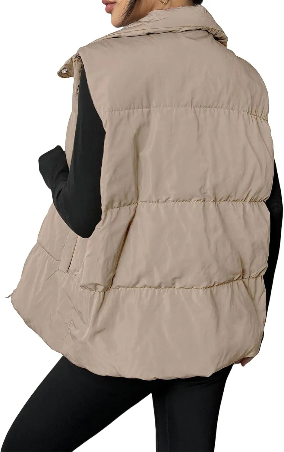 Puff Vest for Women Collared Sleeveless Sweaters Casual Zip Up Puffer Jackets Lightweight Down Vest Padded Outerwear