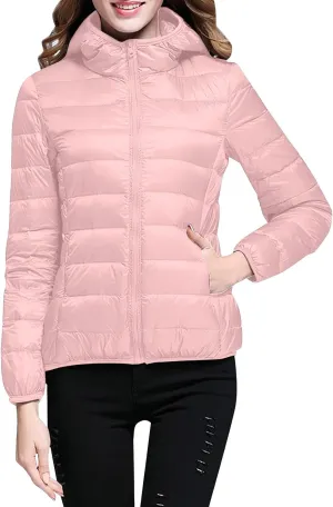 Puffer Jacket Womens 2024 Winter Warm Long Sleeve Packable Down Jacket Lightweight Fashion Hooded Puffer Coat Outwear