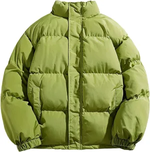 Puffer Jackets Men Padded Down Coat Warm Winter Jacket Stand Collar Bubble Coat Outdoor Quilted Casual Jacket Outwear