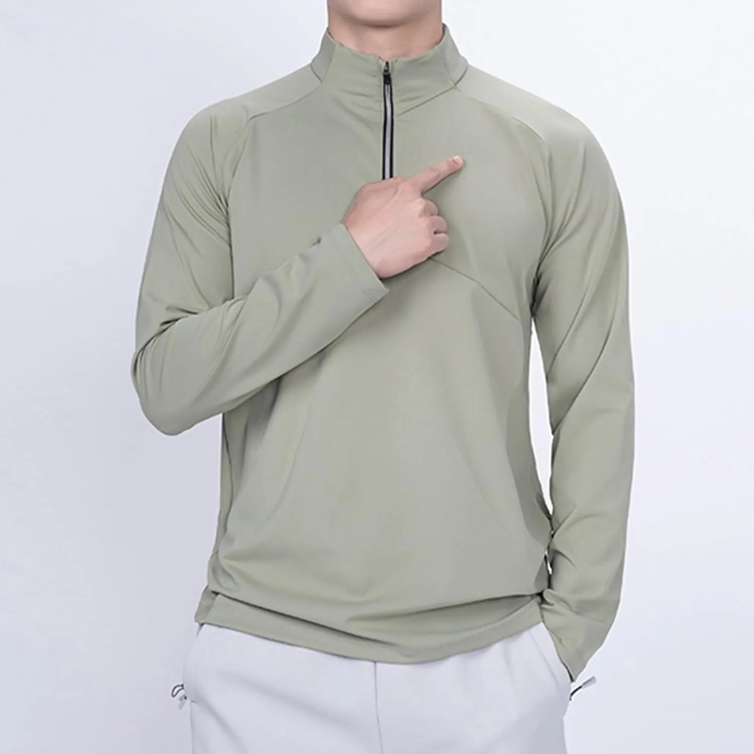 Quarter Zip Pullover Men Lightweight Long Sleeve Hiking Athletic Sweatshirts Performance Mock Neck 3/4 Zip Sweatshirt