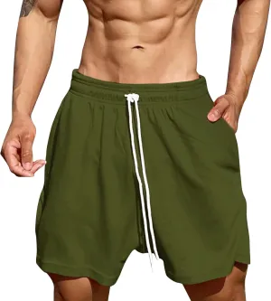 Quick Dry Workout Shorts for Men Lightweight Outdoor Gym Athletic Short Knee Length Travel Golf Camping Casual Running Short