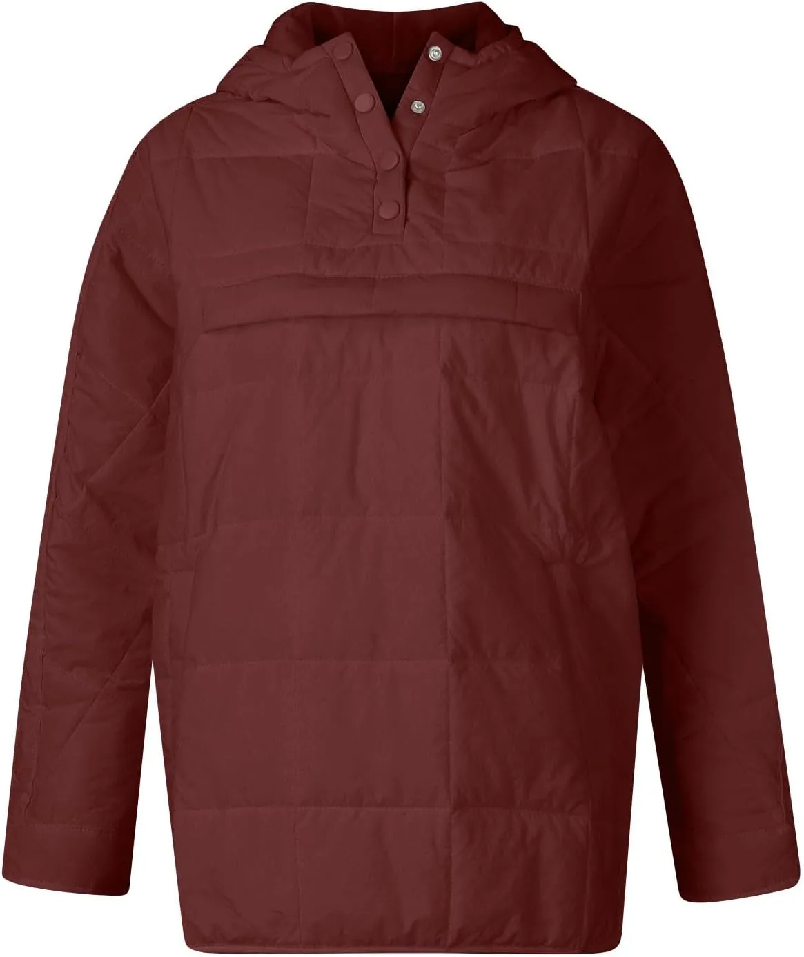 Quilted Jackets for Women Winter Button Hooded Puffer Pullover Jacket Lightweight Down Coats Outerwear with Pockets